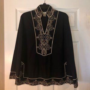 Black Tunic with Gold Stitching